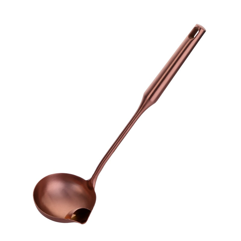 1PCS Cookware Stainless Steel Rose Gold Kitchen Utensils High-grade Kitchen Tool Functional Serving Spoon Soup Ladle Spatula