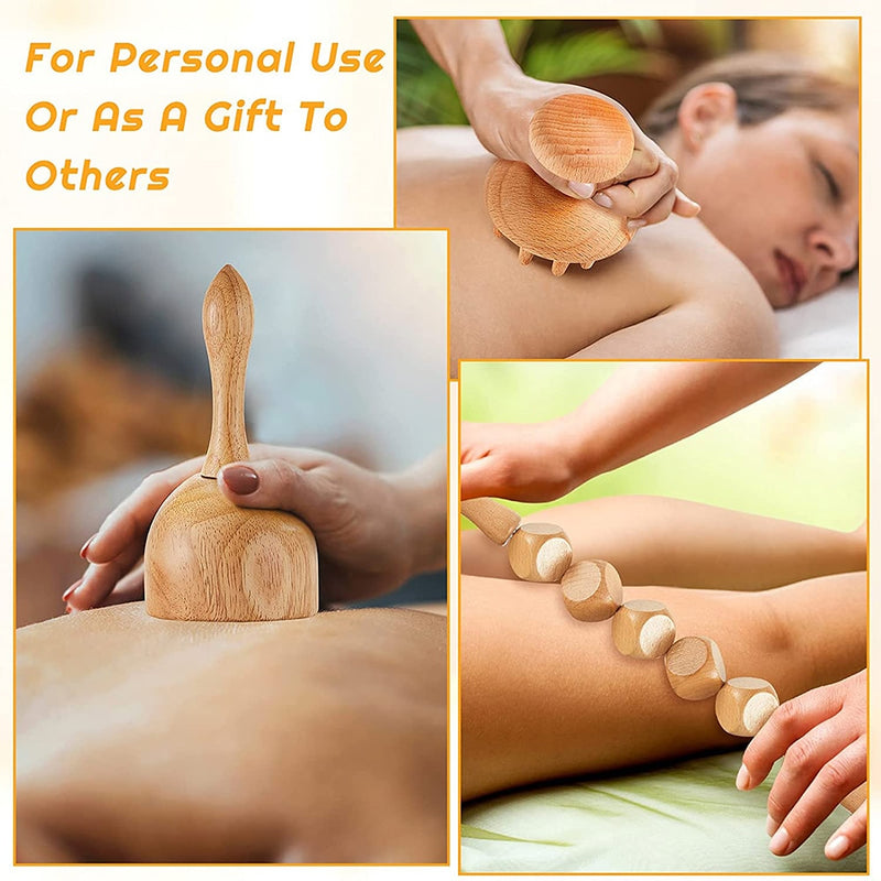 Herramienta de masaje de terapia de madera, masajeador de drenaje linfático, rodillo de masaje de Fascia anticelulitis para aliviar el dolor muscular de cuerpo completo