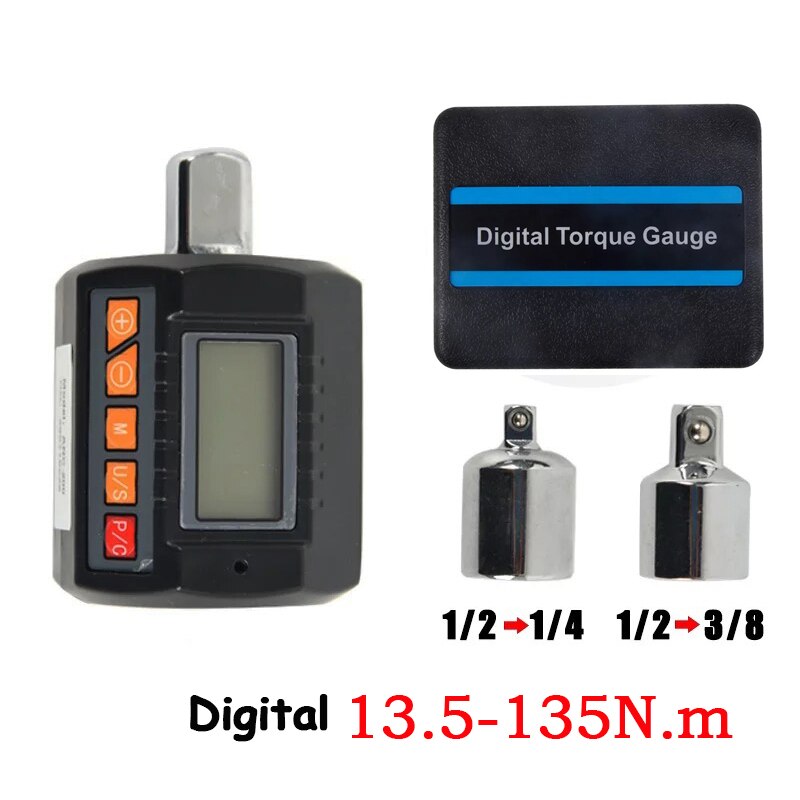 Neue Version 1/2 "1/4" 3/8 "Digitaler Drehmomentschlüssel-Adapter Professioneller elektronischer Drehmomentmesser für Fahrrad-Autoreparatur 0,3-200 Nm