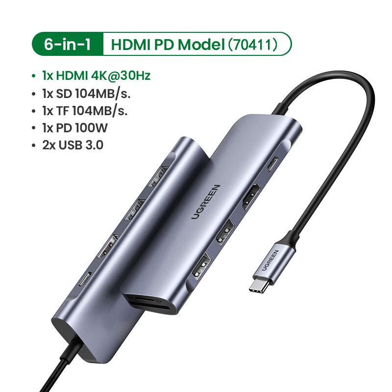 UGREEN USB C HUB Typ C auf Multi USB 3.0 HUB HDMI Adapter Dock für MacBook Pro Huawei Mate 30 USB-C 3.1 Splitter Port Typ C HUB