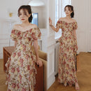 Women Maxi Floral Ruffle Dress Summer 2022 Runway Boho Vintage French Fairy Dress Honeymoon Vacation Party Prom Dress Long New