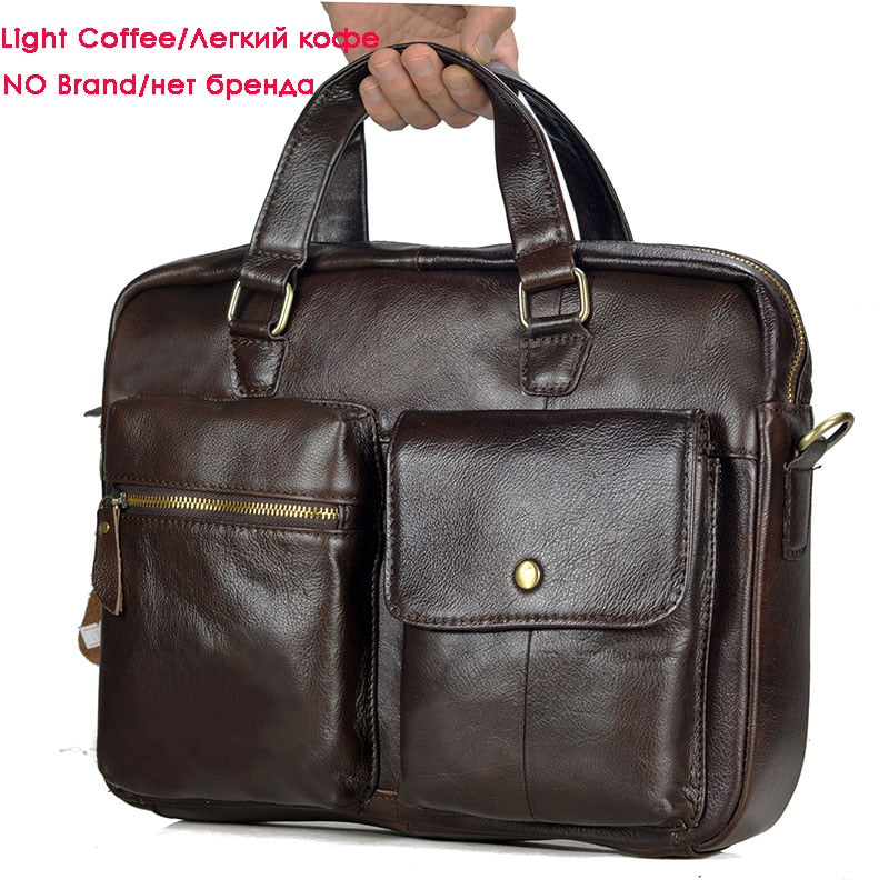 Men Genuine Leather Handbag Large Business Travel Messenger Bag Male Leather Laptop Bag Men&