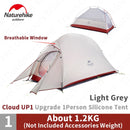 Naturehike Cloud Up Outdoor Camping Tent Ultralight 1 2 3 man 20D Silica Gel Single Double Persons Tent Hiking With Free Mat