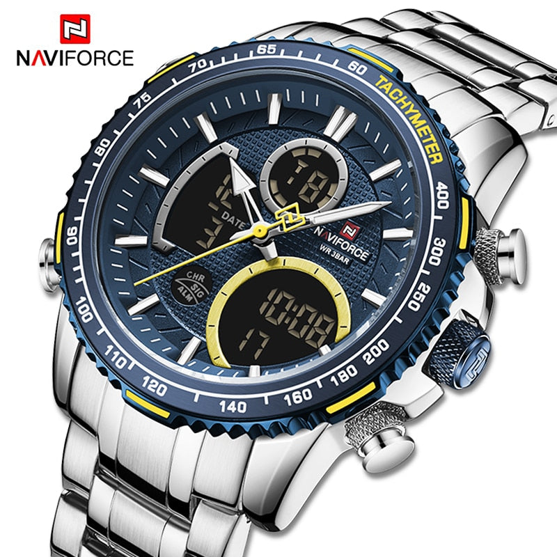 NAVIFORCE Fashion Herrenuhr Luxusmarke Sportuhr für Herren Chronograph Quarz Armbanduhr Militärische wasserdichte Stahlbanduhr