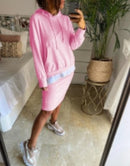 2022 New Women Casual Two Piece Set Women Elegant Hoodie Sweatshirt And Harajuku A-line Skirts Two Piece Set Front Pocket Suit