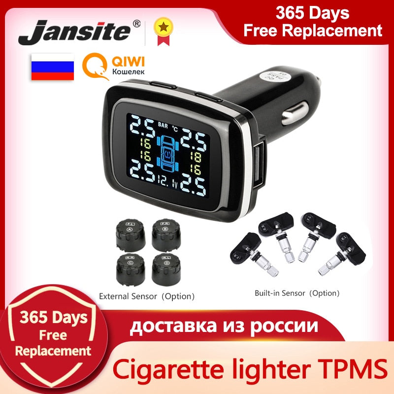 Jansite Auto TPMS Reifendrucküberwachungssystem Sensoren Zigarettenanzünder USB-Anschluss Auto-Sicherheitsalarmsysteme Reifendruck