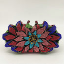 Boutique De FGG Dazzling Crystal Women Evening Metal Clutches Bag Hardcase Wedding Party Flower Bridal Handbag Clutch Purse