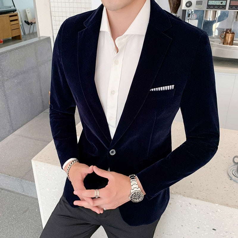 Burgundy Velvet Blazer Men 2022 Fashion Casual Blazer Men Wedding Groom Singer Costume Slim Blazer Formal Evening Dress M-5XL