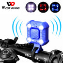 WEST BIKING 140dB Bike Bell 4 Lamp Cycling Light 1200mAh Electric Horn Waterproof USB Charging Doorbell Loud Alarm Bicycle Bell