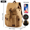 TANGHAO Canvas Backpack Unisex Vintage Casual Rucksack 17inch Laptop Backpack W/ USB Charging Port Schoolbag Student Mochia