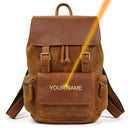 Vintage Crazy Horse Leder Herren Rucksack Unisex Rindsleder 14" Laptop Rucksack Damen dickes echtes Leder Schultasche Freizeittasche