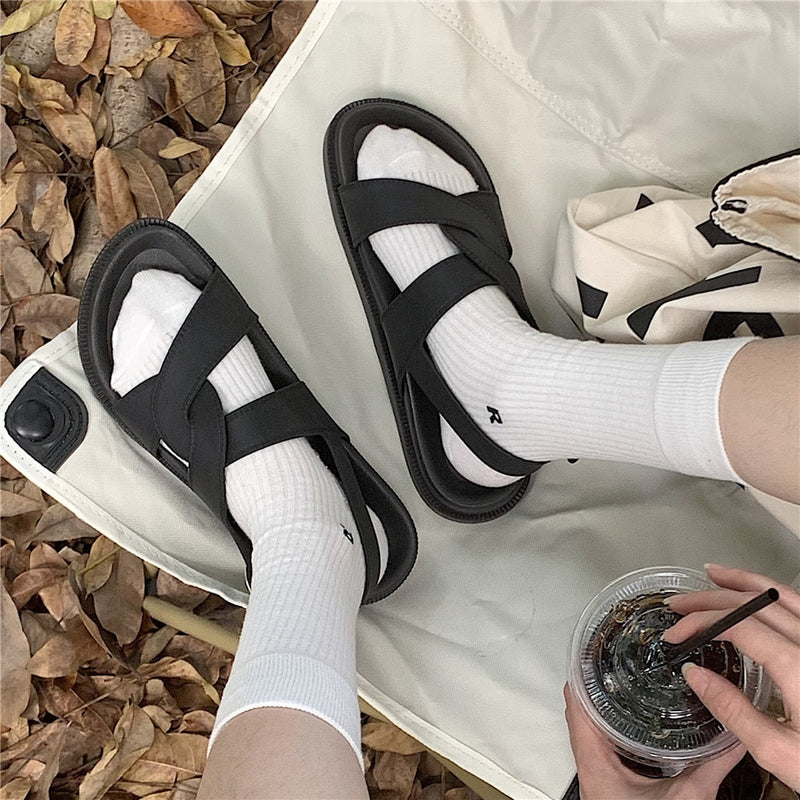 2022 Korea Style Fashion Beach Sandals Female Rome Sandal Platform Buckle Summer Shoes Woman Preppy Sandalias Footwear SH366