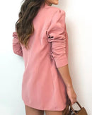 Conjuntos de chaqueta elegante para mujer Otoño Formal Oficina Señora OL Shorts Top Conjuntos Top sólido y Blazer Conjuntos de abrigo y pantalones cortos