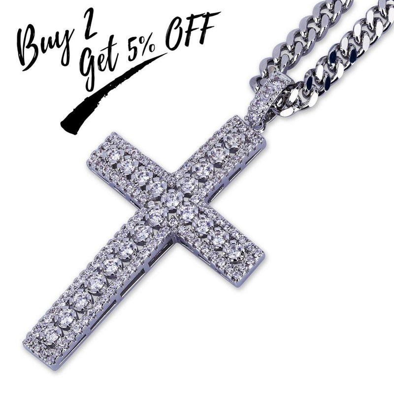 TOPGRILLZ Hip Hop Rock Male Female Jewelry Necklace Gold/Silver Color Iced Out Micro Pave Cubic Zircon Cross Pendant Necklaces