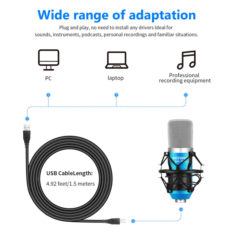 Neewer USB-Mikrofon für Windows und Mac mit Scherenarm-Aufhängung, Shock Mount und Tischbefestigungs-Klemmensatz für Sound