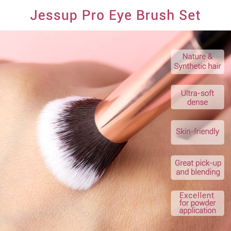 Juego de brochas de maquillaje Jessup, 15 Uds., kit de herramientas de brochas de maquillaje, delineador de ojos, pelo sintético natural, oro rosa/negro T157