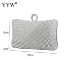 Ladies Evening Party Clutch Bag Evening Clutch Handbag Chain Women Wallet Purse for Cellphone Lipstick Wedding Clutch Silver
