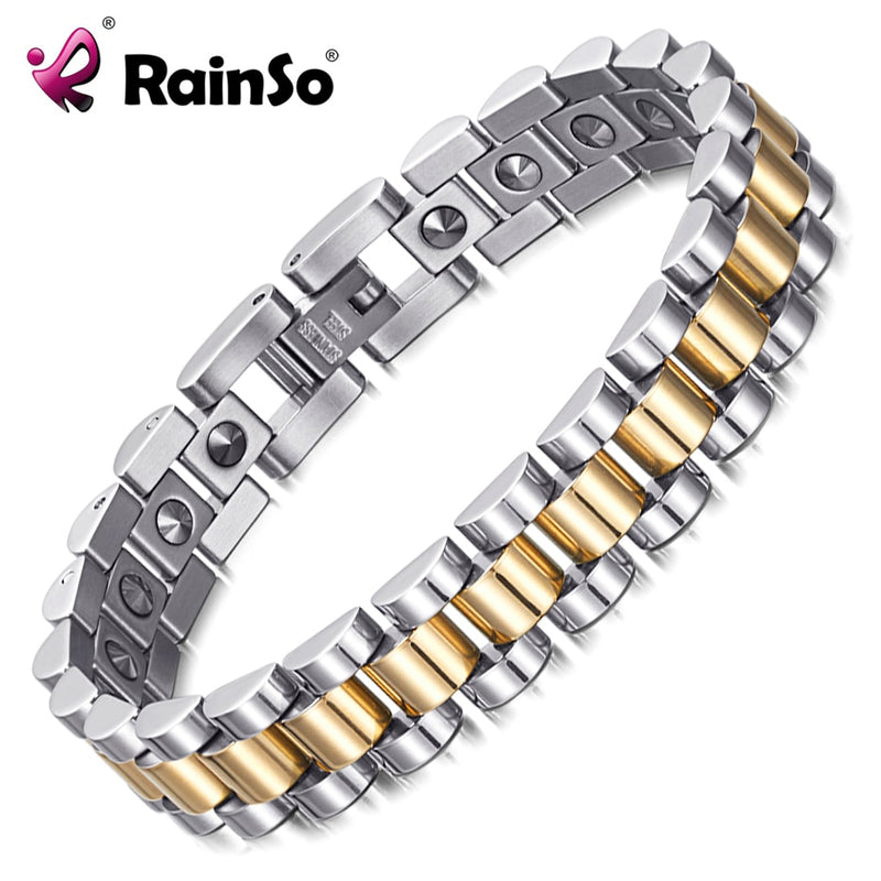 RainSo 99.999% Pure Germanium Bracelet for Women Korea Popular Stainless Steel Health Magnetic Germanium Energy Couple Jewelry