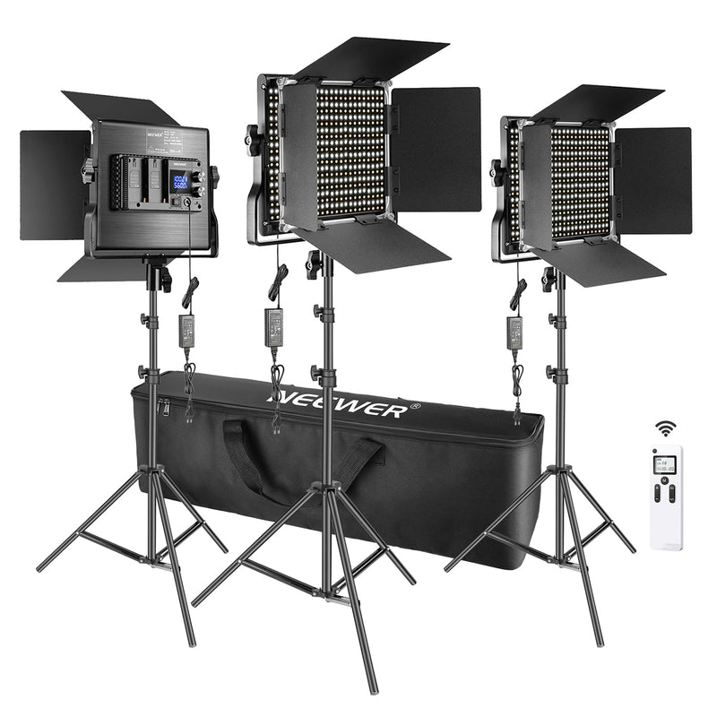 Neewer 2-Pack Advanced 660 LED Panel Video Light  Kit Photography Dimmable with 2.4G Wireless Remote for Studio Shooting