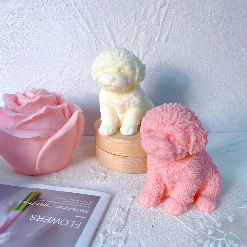 Cute Dog Candle Mold Animal Teddy Puppies Soy Wax Silicone Mould Puppy Dog Lover Home Decor