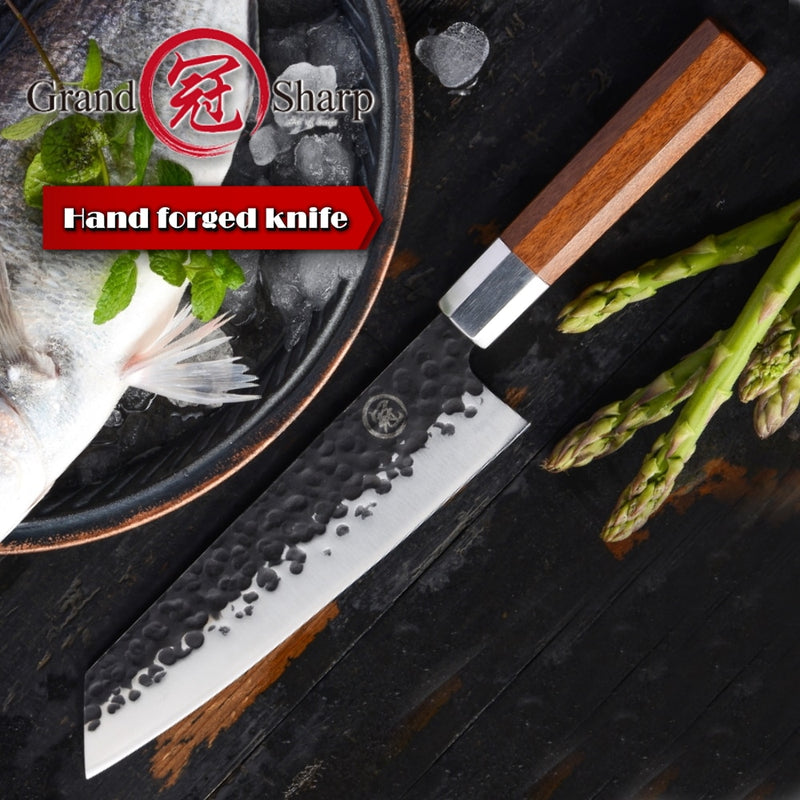 NEW 2019 Japanese Kitchen Knives Handmade Kiritsuke Knife Chef Cooking Tools Wood Handle  High Quality Eco Friendly Products