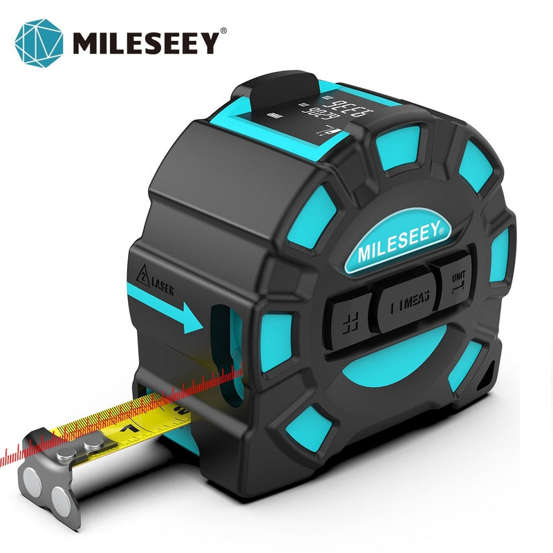 Mileseey DT10 / DT11 Cinta métrica telescópica láser 2 en 1 Telémetro de distancia digital con pantalla LCD anticaída, gancho magnético