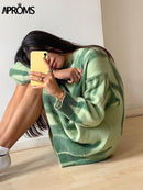 Aproms Multi Striped Knitted Soft  Sweaters Women Autumn Winter Long Jumpers Pullovers Streetwear Loose Outerwear 2022