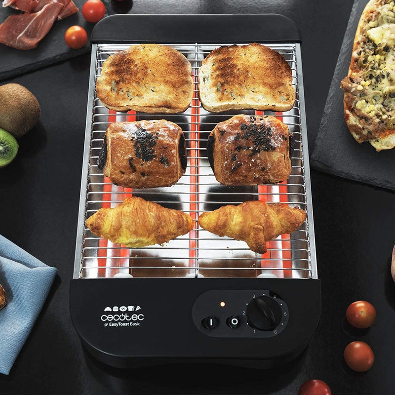 Cecotec Horizontal flat toaster Turbo EasyToast. 3 quartz resistors, 6 power levels, 900W