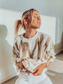 Aproms Elegant Green Striped Print Pullovers Women Winter O-Neck Loose Long Sweaters Streetwear Warm Outerwear 2022