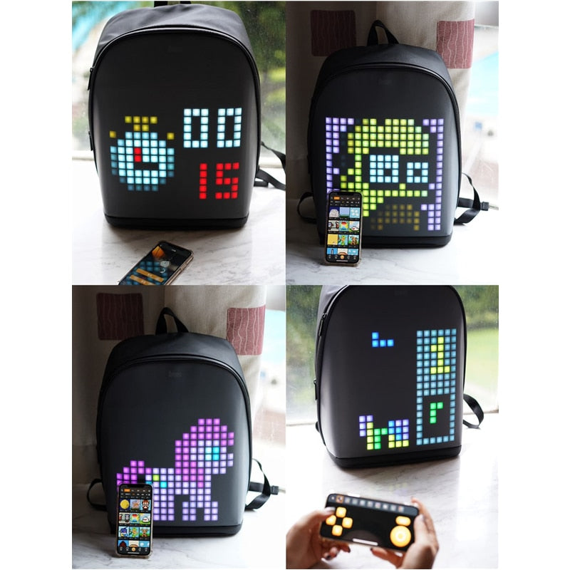 Mochila inteligente dinámica con pantalla LED para caminar, bolsa de luz publicitaria, Control inalámbrico por aplicación, mochilas para exteriores, Mochila para hombres y mujeres