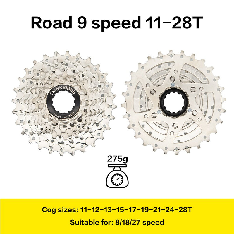 ThinkRider Road Bike 9 10 11 Speed ​​Velocidade 28T/32T Cassette de bicicleta Freewheel MTB Sprocket para SHIMANO A1 X7 X5