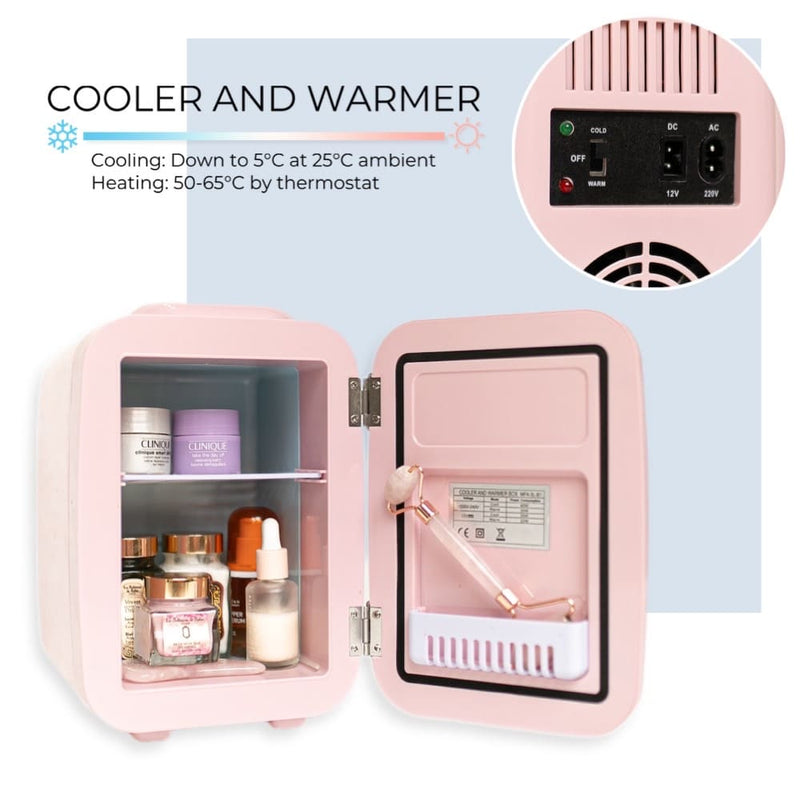 Flamingueo Mini Fridge 4L Makeup Fridge 12V/220V Cooler and Warmer Beauty Fridge Portable Fridge Mini Fridge for Room Cosmetic Fridge Car Mini Fridge Skincare Fridge Pink Mini Fridge