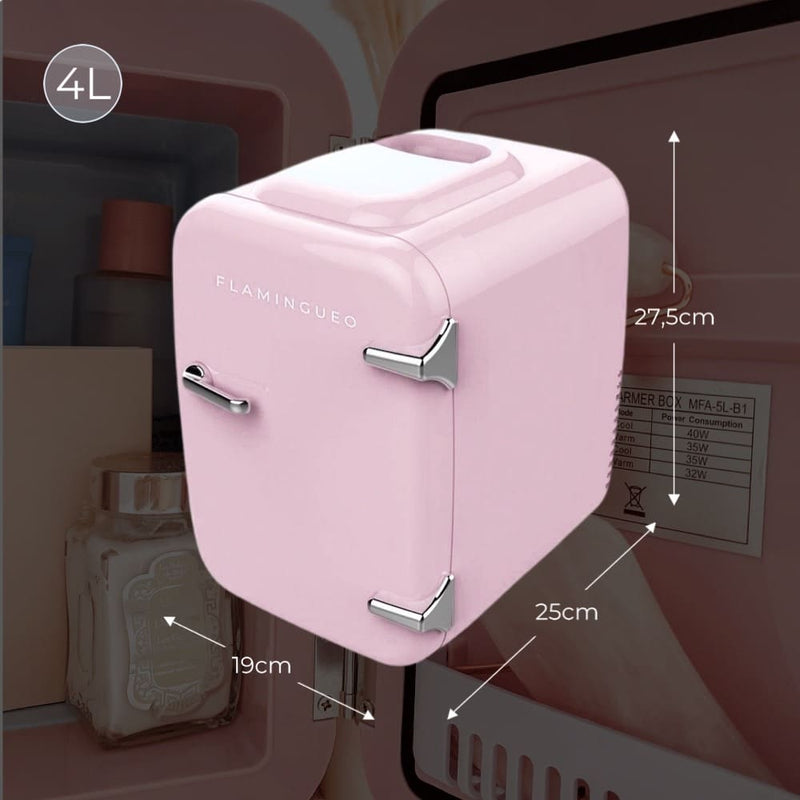 Mini nevera Flamingueo 4L Nevera de maquillaje 12V/220V Refrigerador y calentador Nevera de belleza Nevera portátil Mini nevera para habitación Nevera cosmética Mini nevera para el coche Nevera para el cuidado de la piel Mini nevera rosa