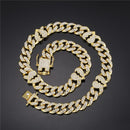 Necklace +Watch+Bracelet Hip Hop Miami Curb Cuban Chain Gold Color Iced Out Paved Rhinestones CZ Bling Rapper For Men Jewelry