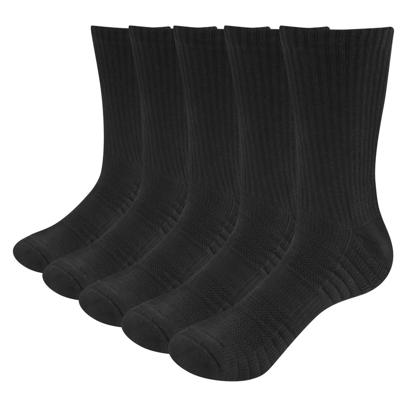 YUEDGE Mens 5 par/pack rendimiento algodón humedad absorbe deportes senderismo entrenamiento cojín tripulación calcetines tamaño 37-46 EU