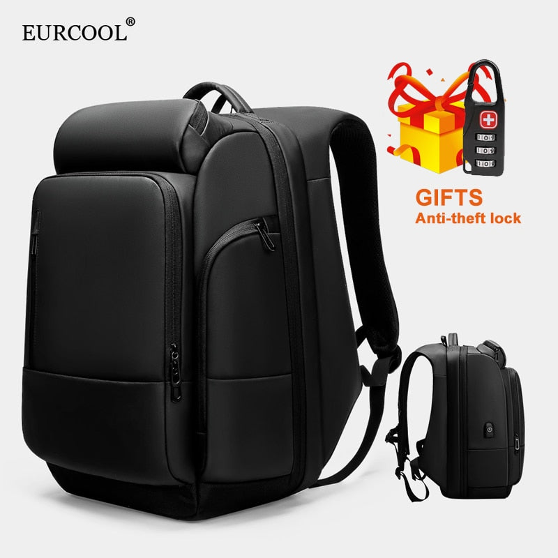 EURCOOL 17 Inch Laptop Backpack For Men Waterproof Functional with USB Charging Backpacks Male Business Men&