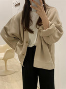 Colorfaith New 2022 Winter Spring Women's Sweaters V-Neck Buttons Cardigans Oversized Fashionable Korean Lady Knitwears SWC18190