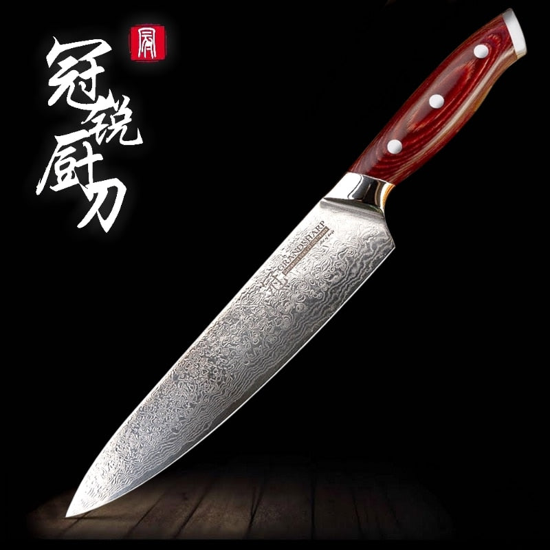 Damascus Kitchen Knife vg10 Japanese Damascus Chef Santoku Kitchen Knives Best Gift Cooking Tools Grandsharp Brand High Quality