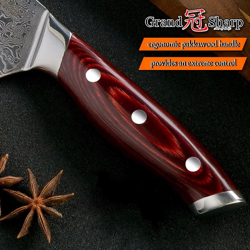 Damascus Kitchen Knife vg10 Japanese Damascus Chef Santoku Kitchen Knives Best Gift Cooking Tools Grandsharp Brand High Quality