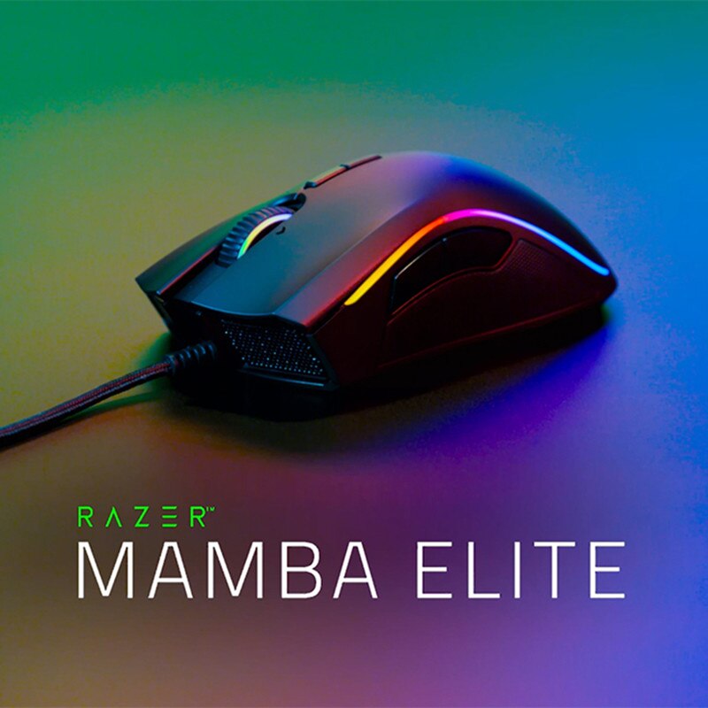 Kabelgebundene Gaming-Maus Razer Mamba Elite: Optischer Sensor mit 16.000 DPI, RGB-Beleuchtung, 9 programmierbare Tasten, mechanische Schalter