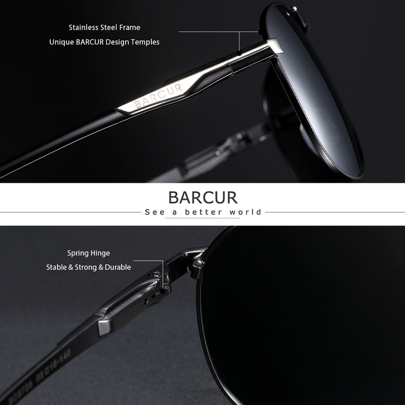 BARCUR High Quality Male Sunglasses Men Polarized Brand Design Sun Glasses Male Oculos Mens Sunglasses s8712 Brand designer