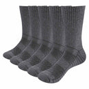 YUEDGE Mens 5Pairs/Pack Performance Cotton Moisture Wicking Sports Hiking Workout Training Cushion Crew Socks  Size 37-46 EU
