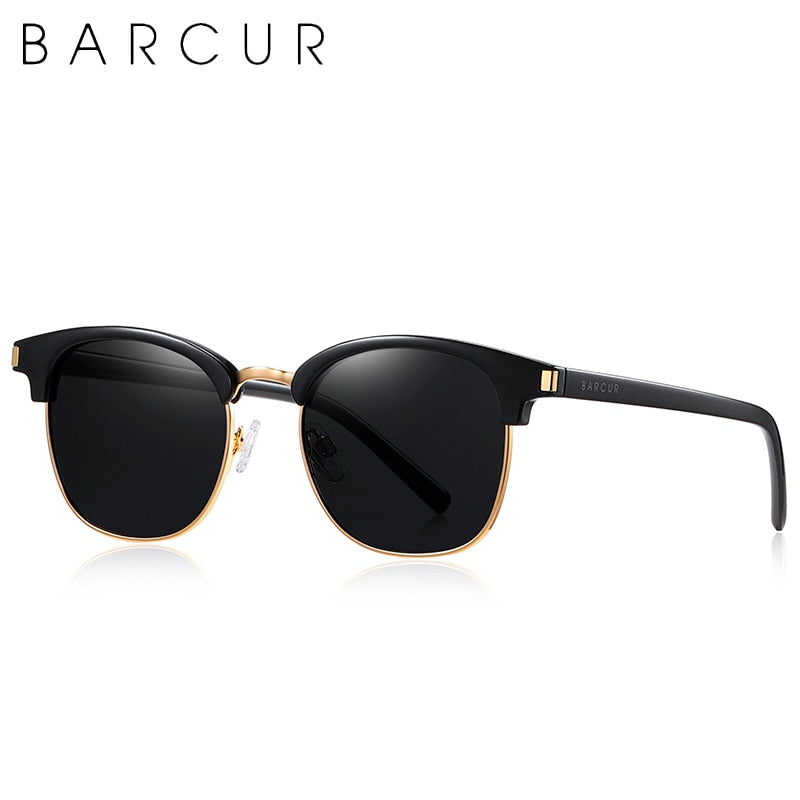 BARCUR Retro Semi-Rimless Women Sun Glasses Men Classic Fashion Sunglasses Polarized Shades Female Driving UV400