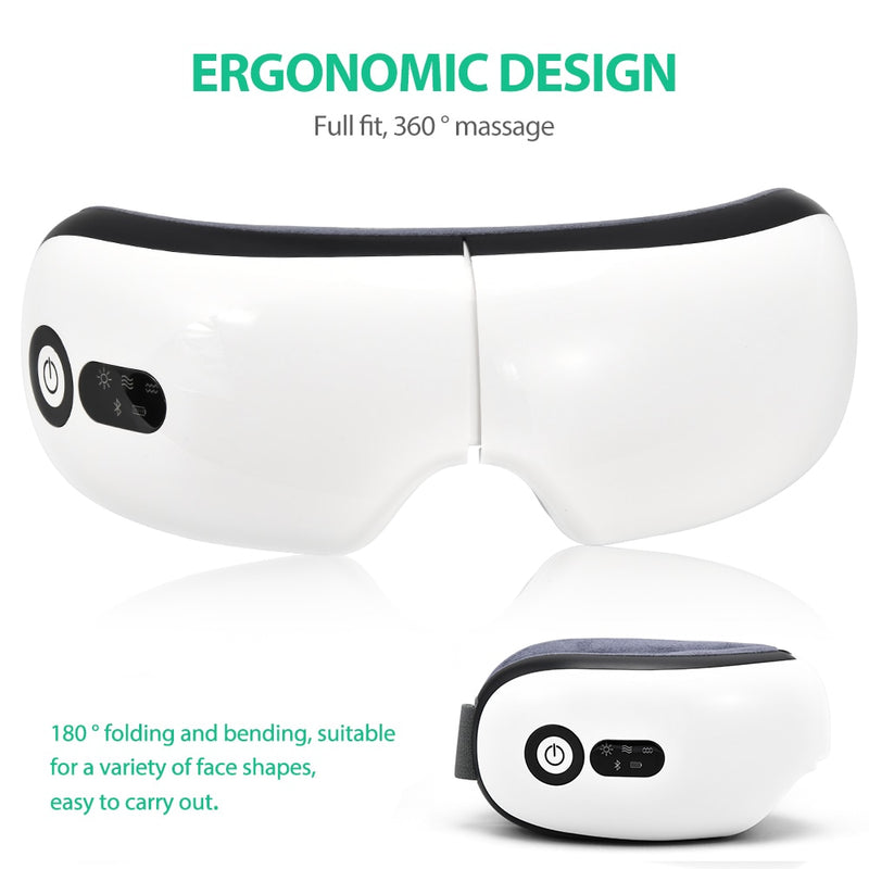 Soporte Bluetooth Smart Airbag Vibración Masajeador de ojos Instrumento para el cuidado de los ojos Compresión en caliente Gafas de masaje para la fatiga ocular