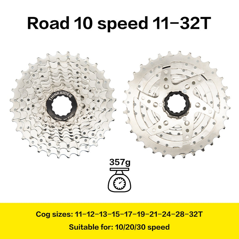 ThinkRider Road Bike 9 10 11 Speed ​​Velocidade 28T/32T Cassette de bicicleta Freewheel MTB Sprocket para SHIMANO A1 X7 X5