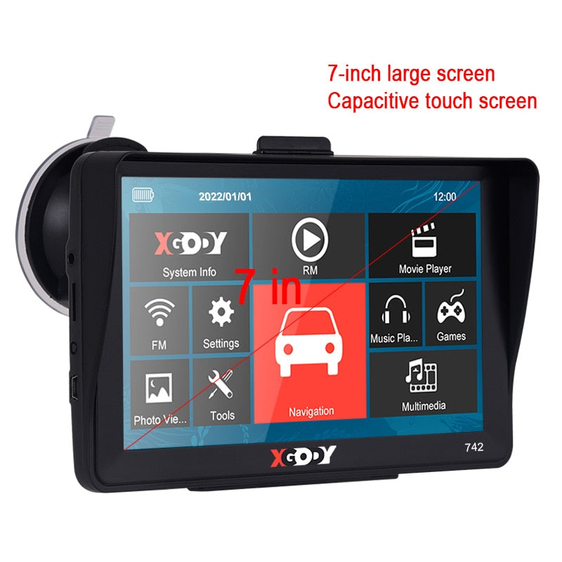 XGODY 7 Inch Car Truck GPS Navigation Car GPS Auto Navigator Sat Nav Bluetooth 256M+8GB 742 Touch Screen Free Update Map 2022