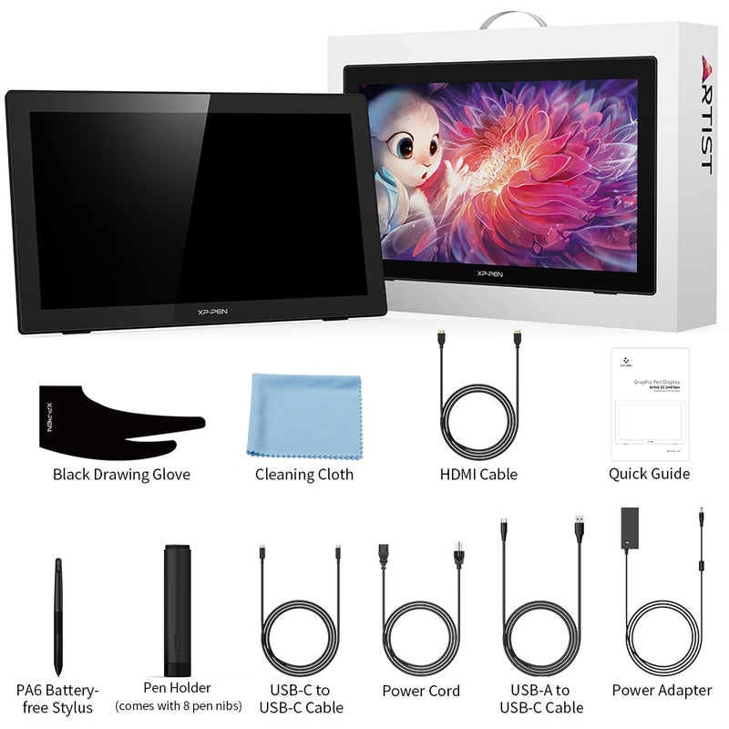 XPPen Artist 22 (2ª generación) 21,5 pulgadas tableta de dibujo tableta gráfica pantalla IPS Monitor 8192 nivel pluma presión USB-C