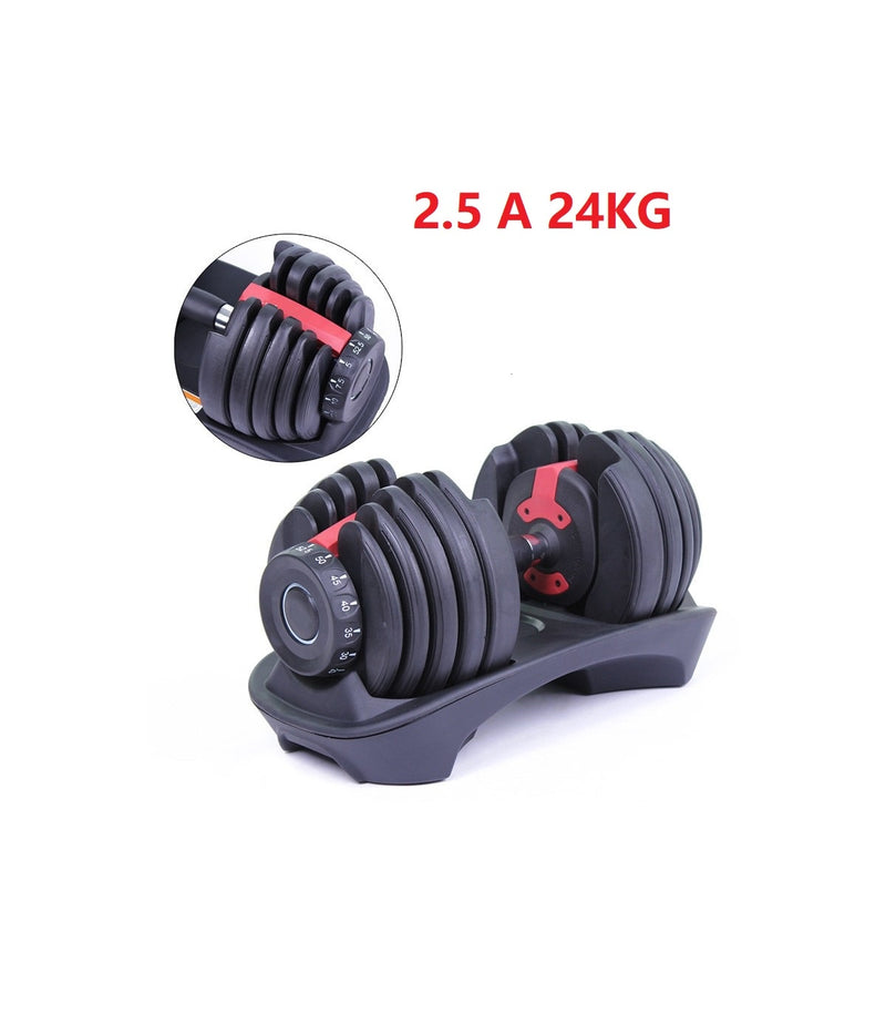 Adjustable Dumbbell, with ergonomic center, Gym musculation, Pvc coated iron, 2.5-24kg,5-40kg, shipping from Spain
