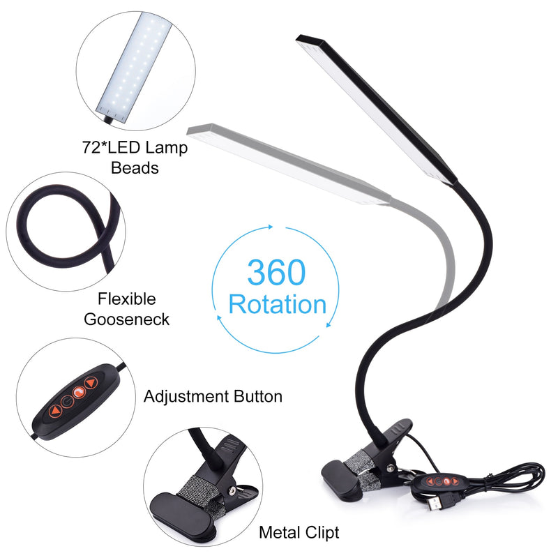 KEXIN 48W LED Clip en lámpara de escritorio con 3 modos 14 Brillo 2M Cable Dimmer 14 Niveles Abrazadera Lámpara de mesa