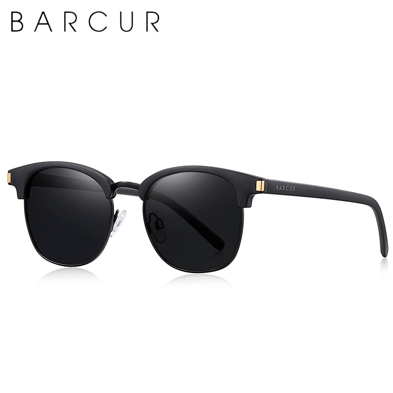 BARCUR Retro Semi-Rimless Women Sun Glasses Men Classic Fashion Sunglasses Polarized Shades Female Driving UV400